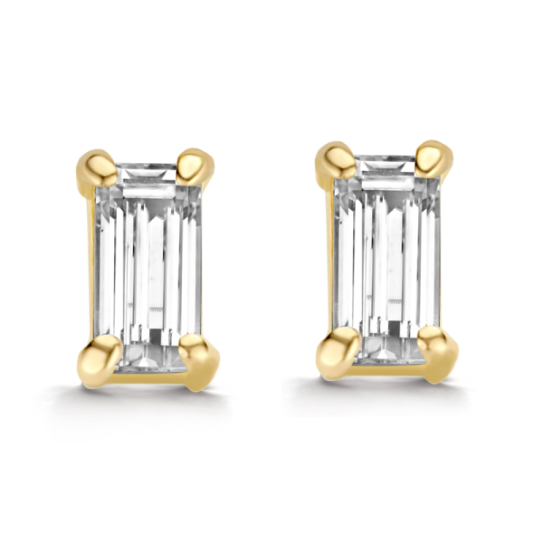 Ohrstecker Zirkonia Baguetteform Gold 585 - 6x3mm