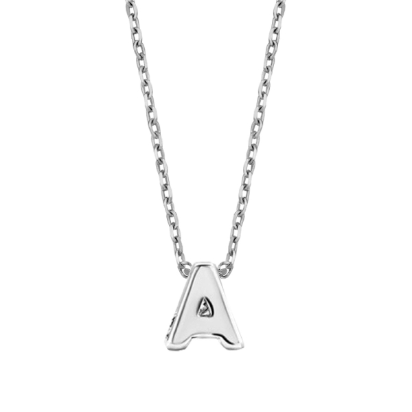 Buchstaben-Collier Silber 925 rhodiniert - Ankerkette 38cm mit Verlängerung
