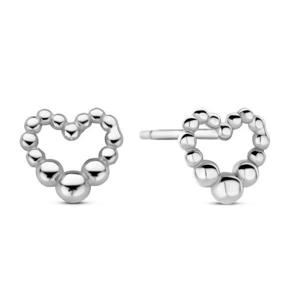 Ohrstecker Dots in Herzform Silber 925 rhodiniert - 7x7mm