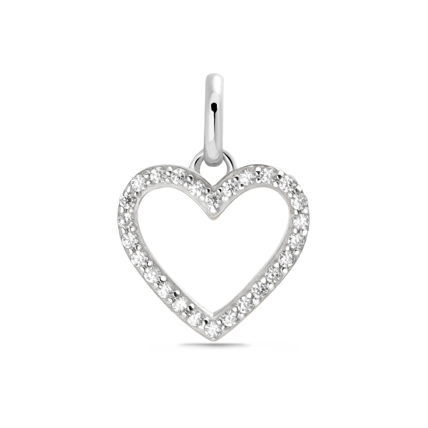 Anhänger Herz Silber 925 rhodiniert - 11mm - 26 Zirkonia