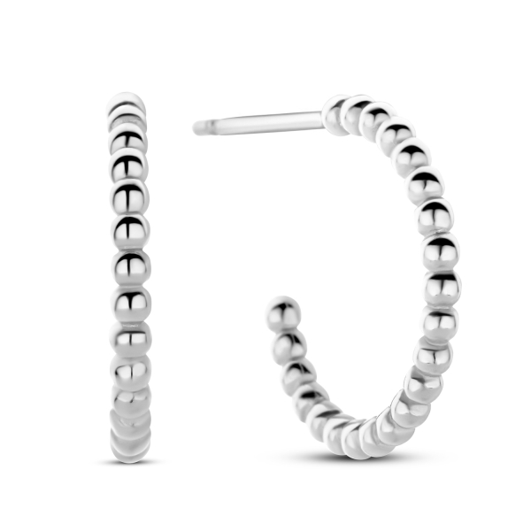 Ohrstecker Creolen Dots Silber 925 rhodiniert - Ø 15mm