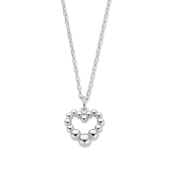 Collier mit Anhänger Herz Silber 925 rhodiniert - Herz 12x11mm mit Dots