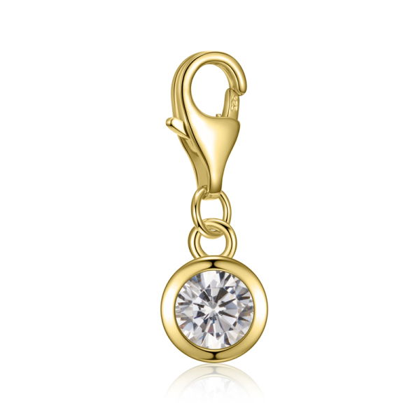 Charm Zirkonia Weiß Silber 925 vergoldet - 5mm