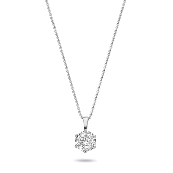 Collier mit Anhänger Zirkonia Weißgold 585 - 6mm, 6 Stotzen - Bild 2