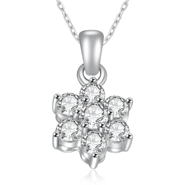 Lovebird Collier mit 7 Zirkonia Silber 925 rhodiniert - Anhänger 11x18mm