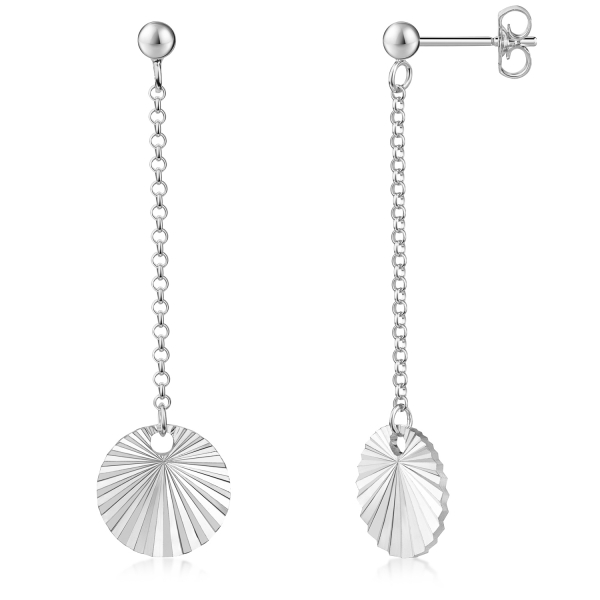 Ohrstecker mit rundem Anhänger Silber 925 - Diamantiert