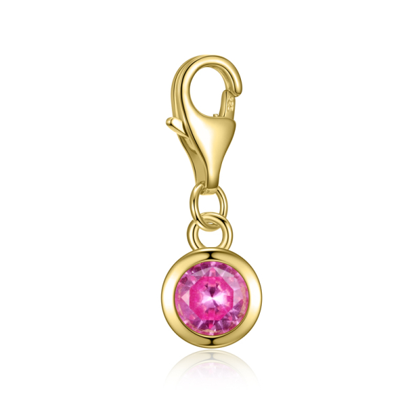 Charm Zirkonia Pink Silber 925 vergoldet - 5mm