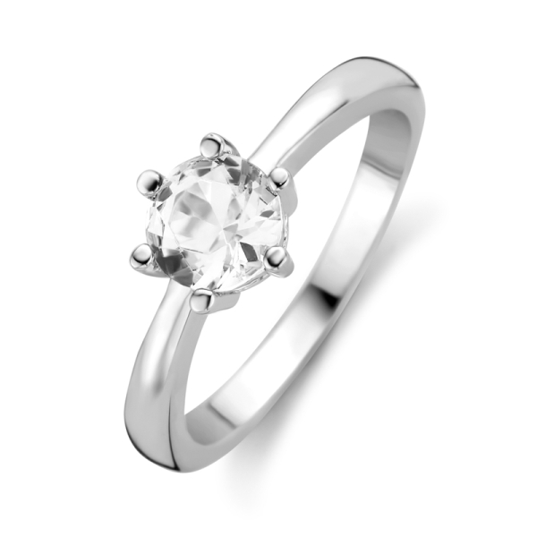 Damenring Silber 925 rhodiniert - Zirkonia 6mm - 6 Stotzen