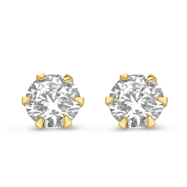 Ohrstecker Zirkonia Gold 585 - 5mm - 6-Stotzen-Fassung