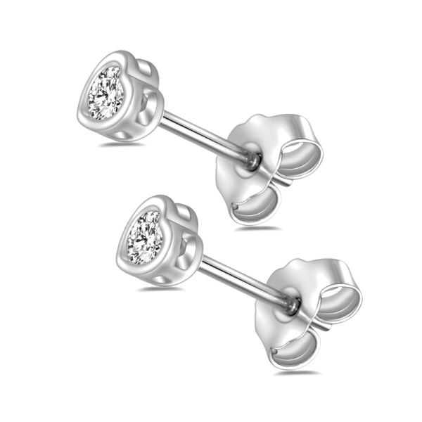 Lovebird Ohrstecker Herz Silber 925 rhodiniert - Zirkonia - 4,5mm