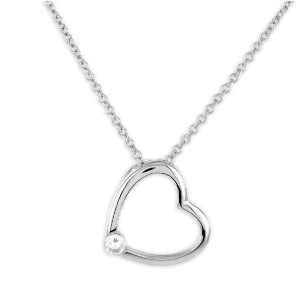 Collier Herz Silber 925 rhodiniert - Zirkonia - Herz 14x13mm