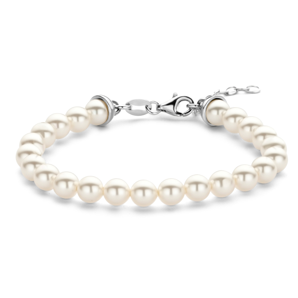 Armband Perlmutt-Perlen Silber 925 rhodiniert - 6mm