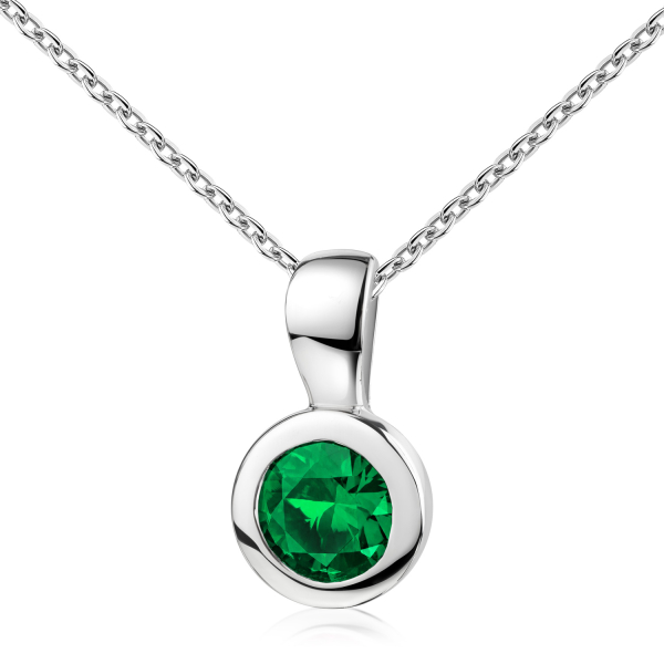 Anhänger Zirkonia Grün Silber 925 rhodiniert - Ø 7mm - Bild 2