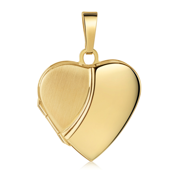 Medaillon Herz Gold 333 - Teilmattiert - 29mm hoch