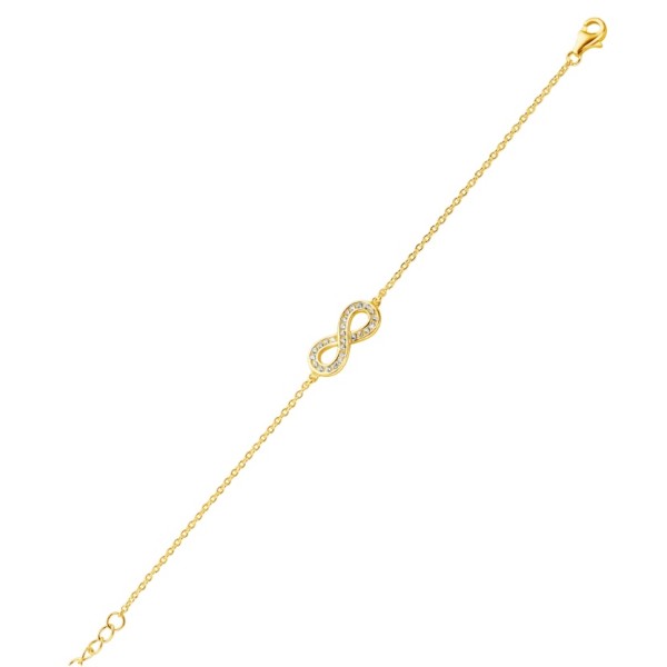 Armband Infinity Silber 925 vergoldet - 27 Zirkonia - Tag in Herzform - Bild 2