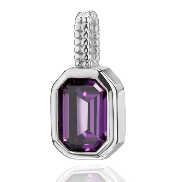 Anhänger Octagon Zirkonia Lila Silber 925 rhodiniert