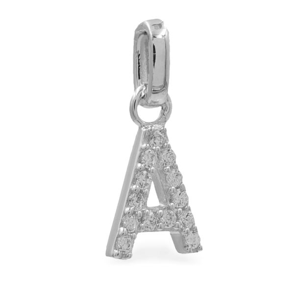 Buchstabenanhänger mit Zirkonia Silber 925 - 9x7mm