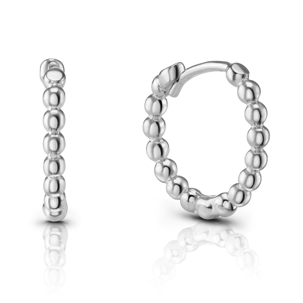 Klappcreolen Kugeln Silber 925 rhodiniert - 13mm x 2mm