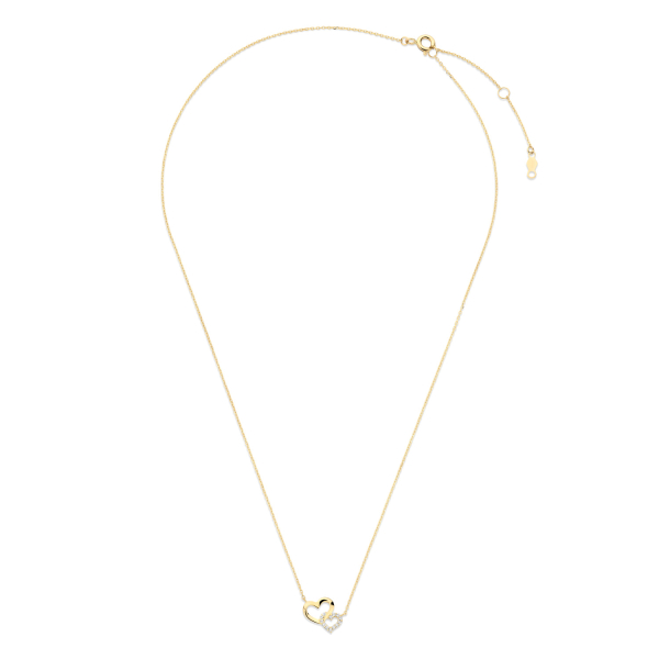 Collier zwei Herzen Gold 585 - Hochglanz und Zirkonia - Herz 7,90mm und 5,50mm - Bild 2