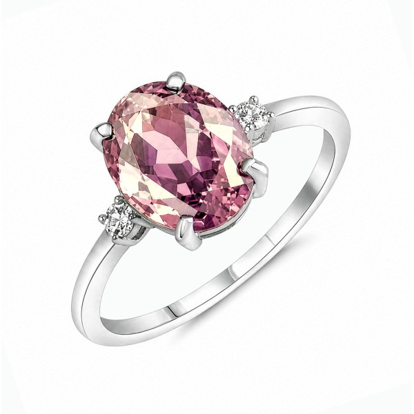 Ring Silber 925 rhodiniert - 2 Zirkonia weiß - Kristall bordeaux