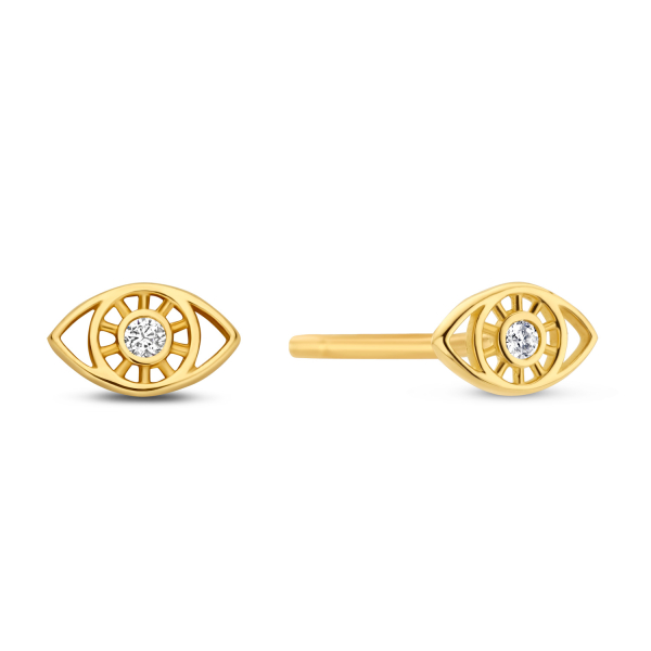 Ohrstecker Auge mit Zirkonia Gold 585