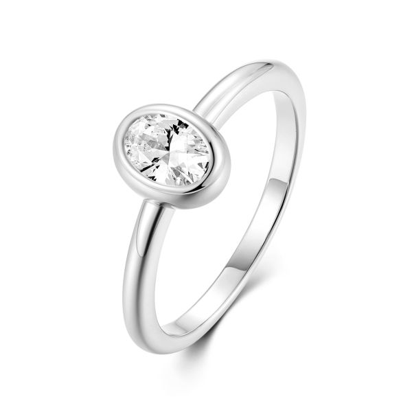Damenring Herz Zirkonia Silber 925 rhodiniert - Oval 7,5x6,2mm