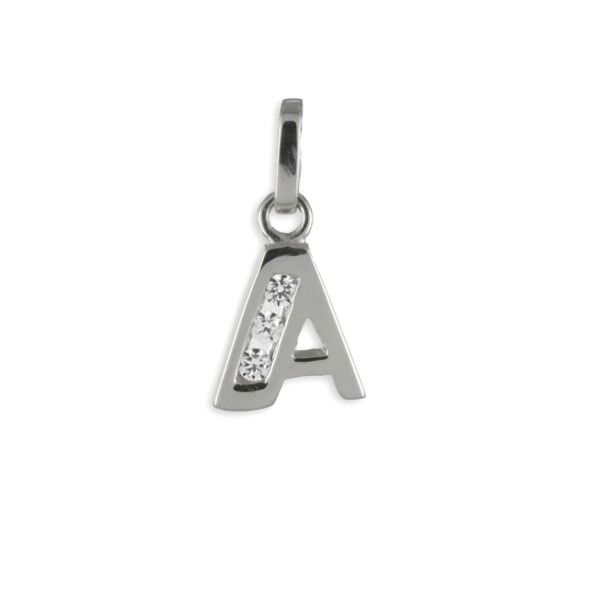 Buchstabenanhänger mit Zirkonia Silber 925 - 14,5mm hoch