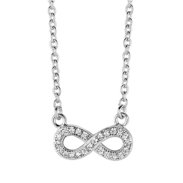 Collier Infinity Silber 925 rhodiniert - 23 Zirkonia - 45cm