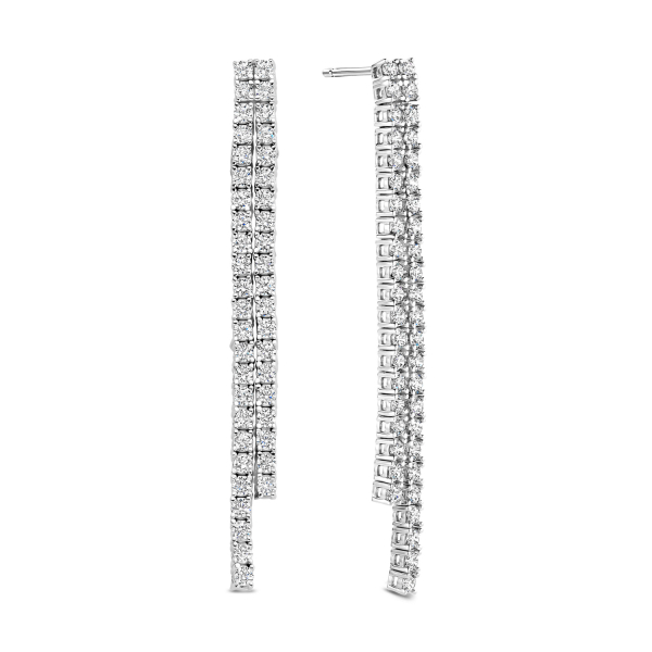 Ohrstecker 2-reihig mit 80 Zirkonia Silber 925 rhodiniert - 50mm