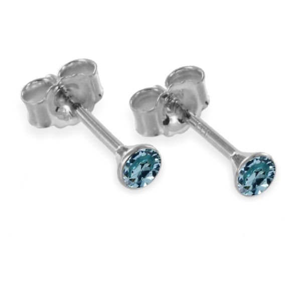 Ohrstecker Zirkonia Aquamarinfarbig Silber 925 - 3,5mm