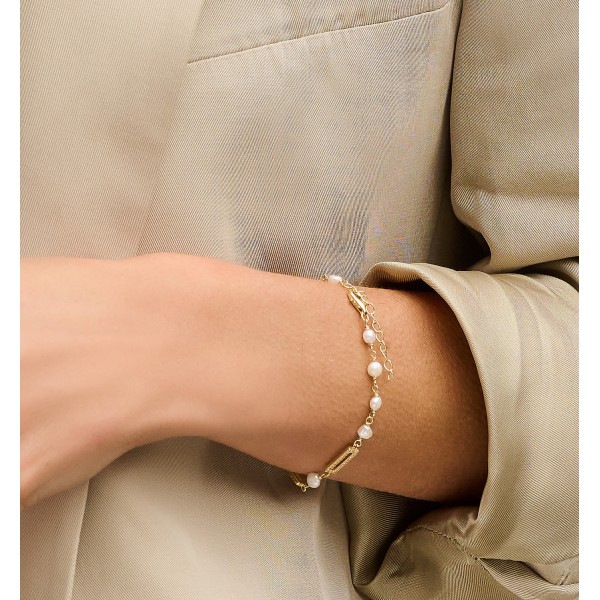 Armband Süßwasser-Zuchtperle 82 Zirkonia Silber 925 vergoldet - Bild 2
