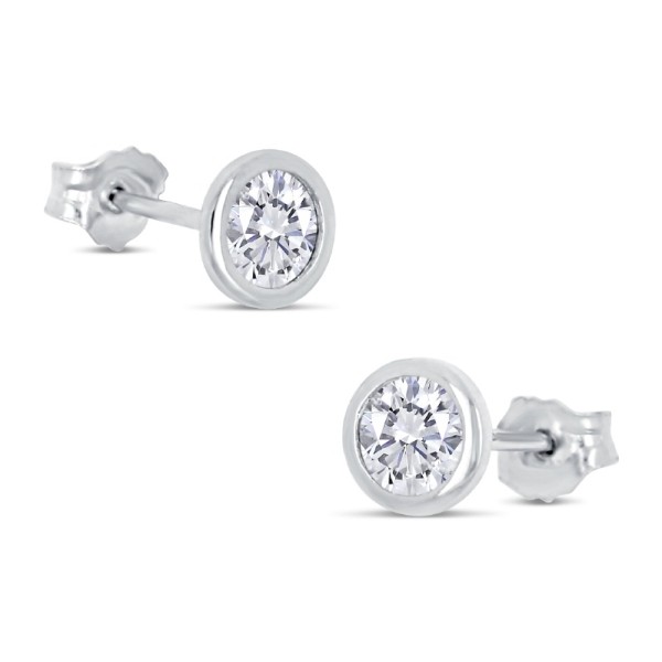 Lovebird Ohrstecker Silber 925 rhodiniert - Zirkonia 101 Facetten - 6mm - Bild 2