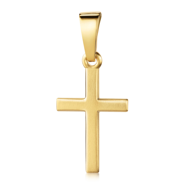 Anhänger Kreuz Gold 333 - Seidenmatt - 13mm