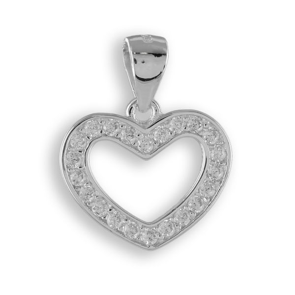 Anhänger Herz Silber 925 rhodiniert - 20 Zirkonia - 12x14,5mm