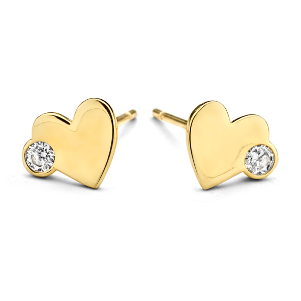 Ohrstecker Herz Gold 585 - Mit Zirkonia - 7x5,5mm