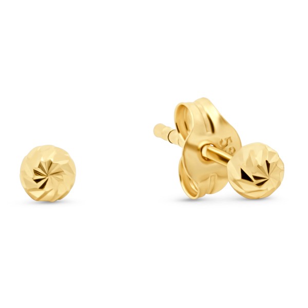 Ohrstecker Kugel Gold 585 - Diamantiert - 3,00mm