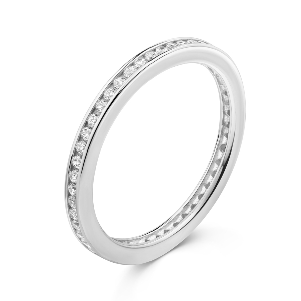Ring Memoire Silber 925 rhodiniert - Zirkonia - Schiene 1,9mm