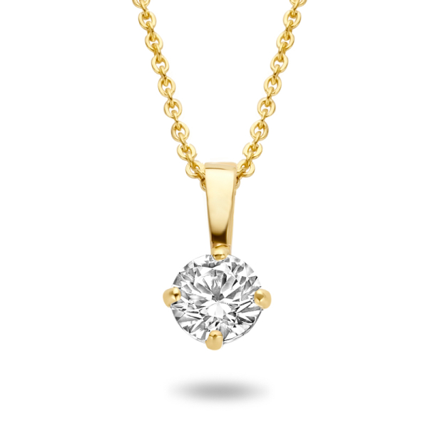 Collier mit Anhänger Zirkonia Gold 585 - 4mm, 4 Stotzen, Kette 45cm mit 43cm und 41cm