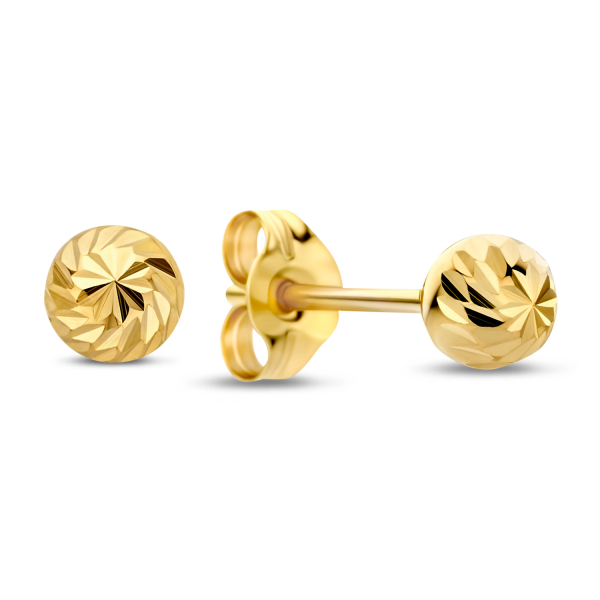 Ohrstecker Kugel Gold 585 - Diamantiert - 4,00mm