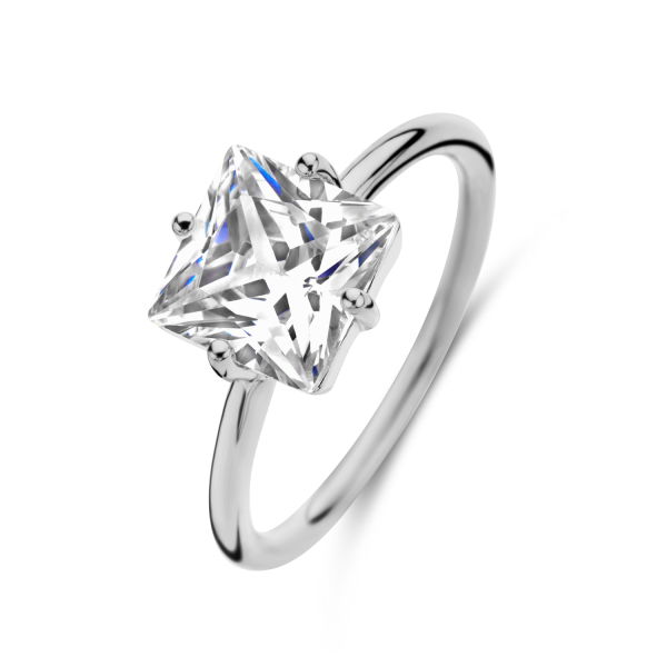 Damenring Zirkonia Weiß Silber 925 - 8x8mm