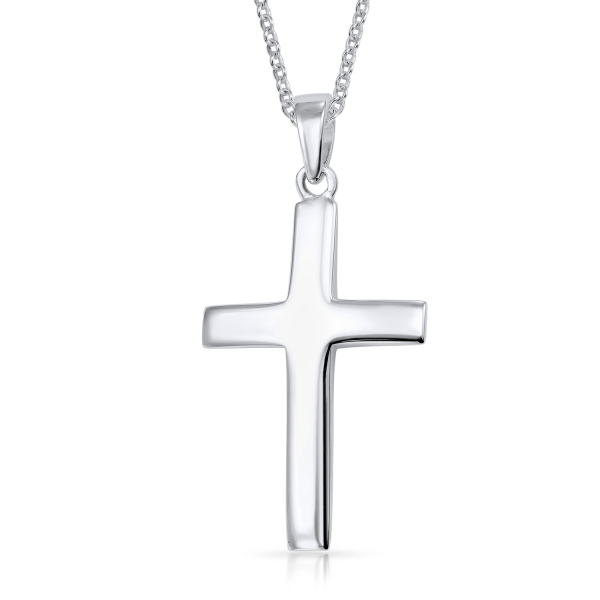 Anhänger Kreuz Silber 925 rhodiniert - Hochglanz - 27mm