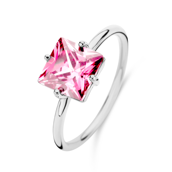 Damenring Zirkonia Pink Silber 925 - 8x8mm