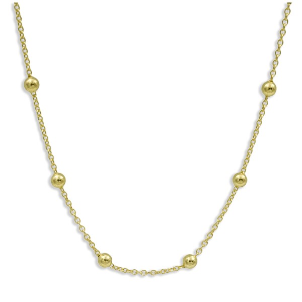 Ankerarmband Silber 925 - 18 Karat vergoldet - 3mm Kugeln - 18,5cm