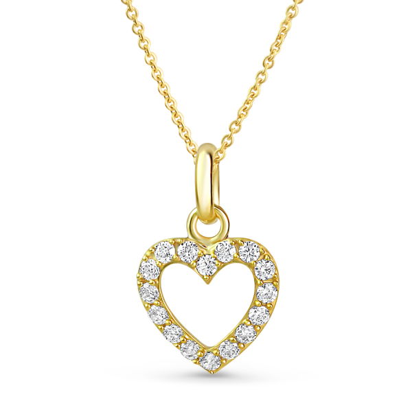 Anhänger Herz Silber 925 vergoldet - 16 Zirkonia - 9x9,5mm