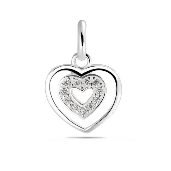 Anhänger Herz Silber 925 rhodiniert - 10mm - 11 Zirkonia