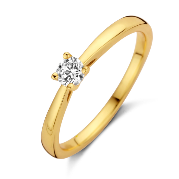 Solitärring Silber 925 vergoldet - Zirkonia 4mm - 4 Stotzen