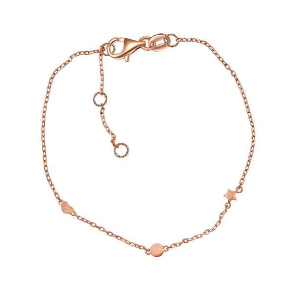 Armband Dot Herz Stern Silber 925 rosévergoldet - Ankerkette
