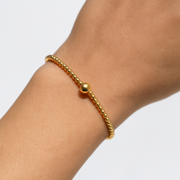 Kugelarmband elastisch Silber 925 vergoldet - 16cm - Bild 2