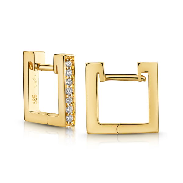 Lovebird Klappcreolen Gelbgold 585 - 14 Brillanten 0,13 ct