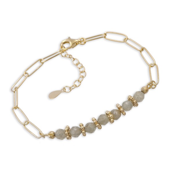Fußkette Labradorit Silber 925 vergoldet - 22+3cm